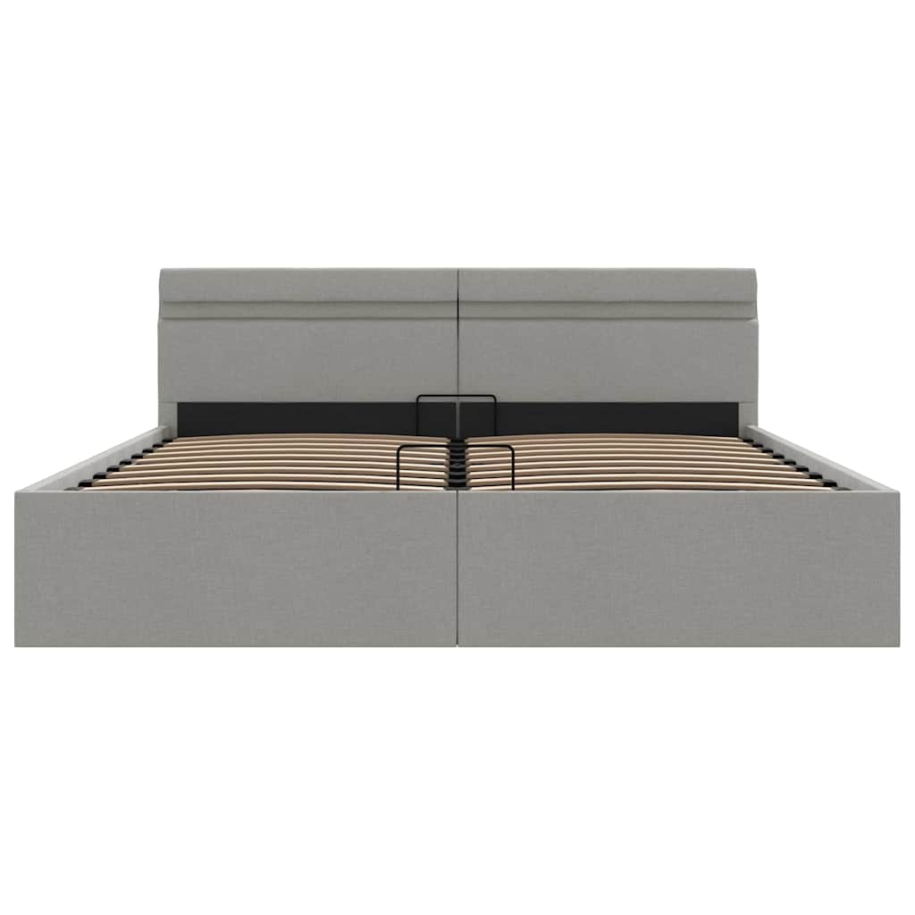 Bedframe met opbergruimte en LED stof lichtgrijs 160x200 cm is nu te koop bij PeponiXL, paradijselijk wonen!