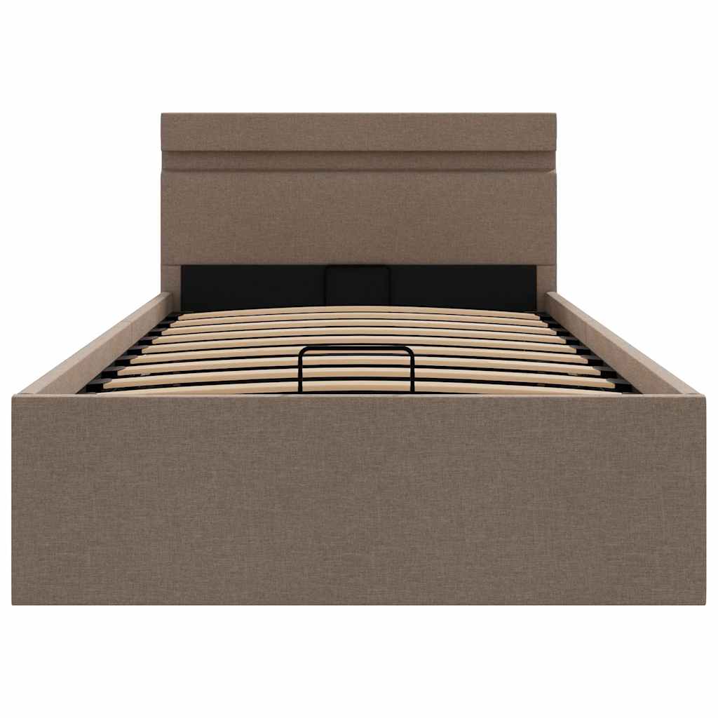 Bedframe met hydraulische opslag en LED stof taupe 90x200 cm is nu te koop bij PeponiXL, paradijselijk wonen!
