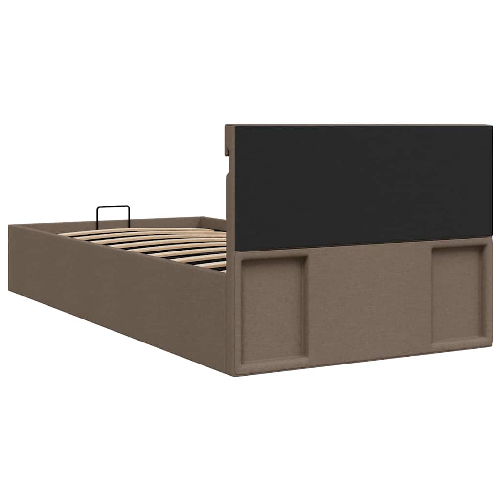 Bedframe met hydraulische opslag en LED stof taupe 90x200 cm is nu te koop bij PeponiXL, paradijselijk wonen!