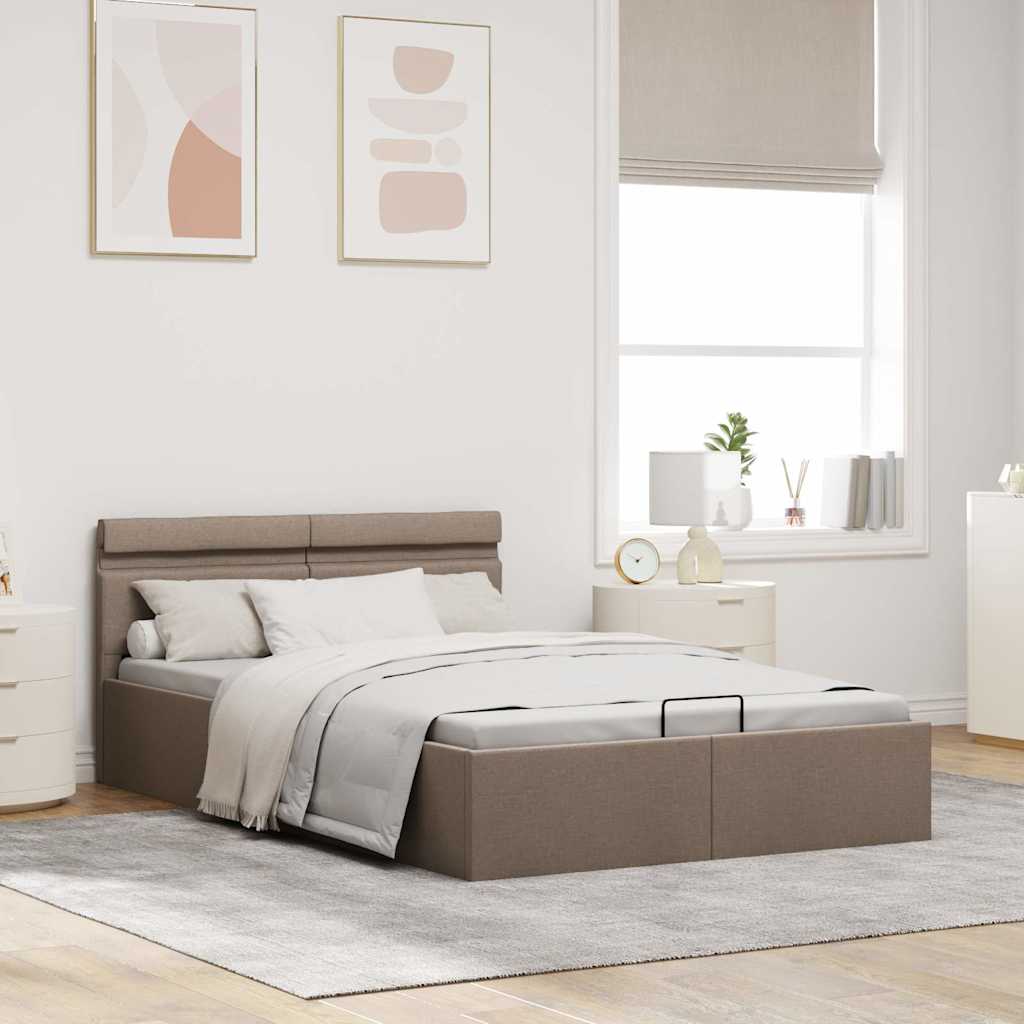 Bedframe met hydraulische opslag en LED stof taupe 120x200 cm is nu te koop bij PeponiXL, paradijselijk wonen!