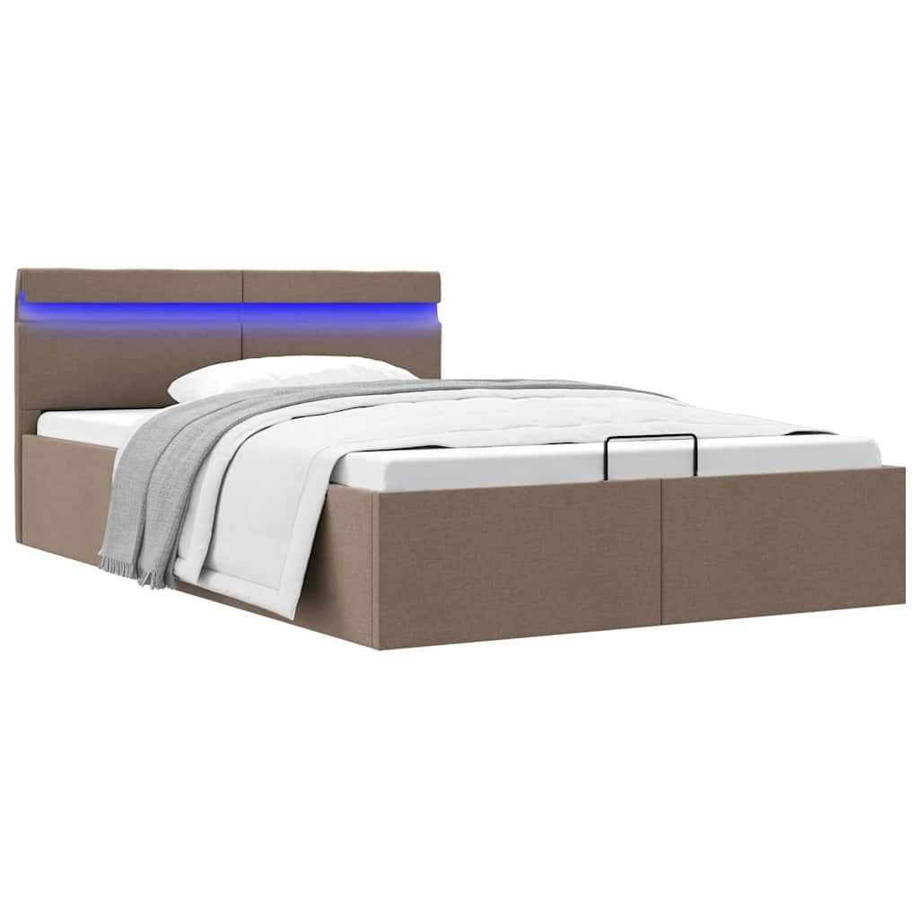 Bedframe met hydraulische opslag en LED stof taupe 120x200 cm is nu te koop bij PeponiXL, paradijselijk wonen!