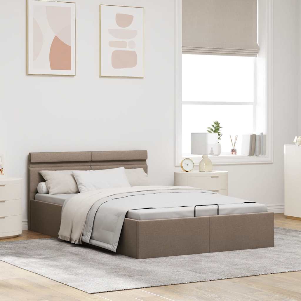 Bedframe met hydraulische opslag en LED stof taupe 140x200 cm is nu te koop bij PeponiXL, paradijselijk wonen!