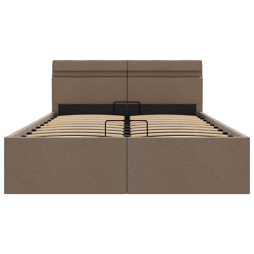Bedframe met hydraulische opslag en LED stof taupe 140x200 cm is nu te koop bij PeponiXL, paradijselijk wonen!