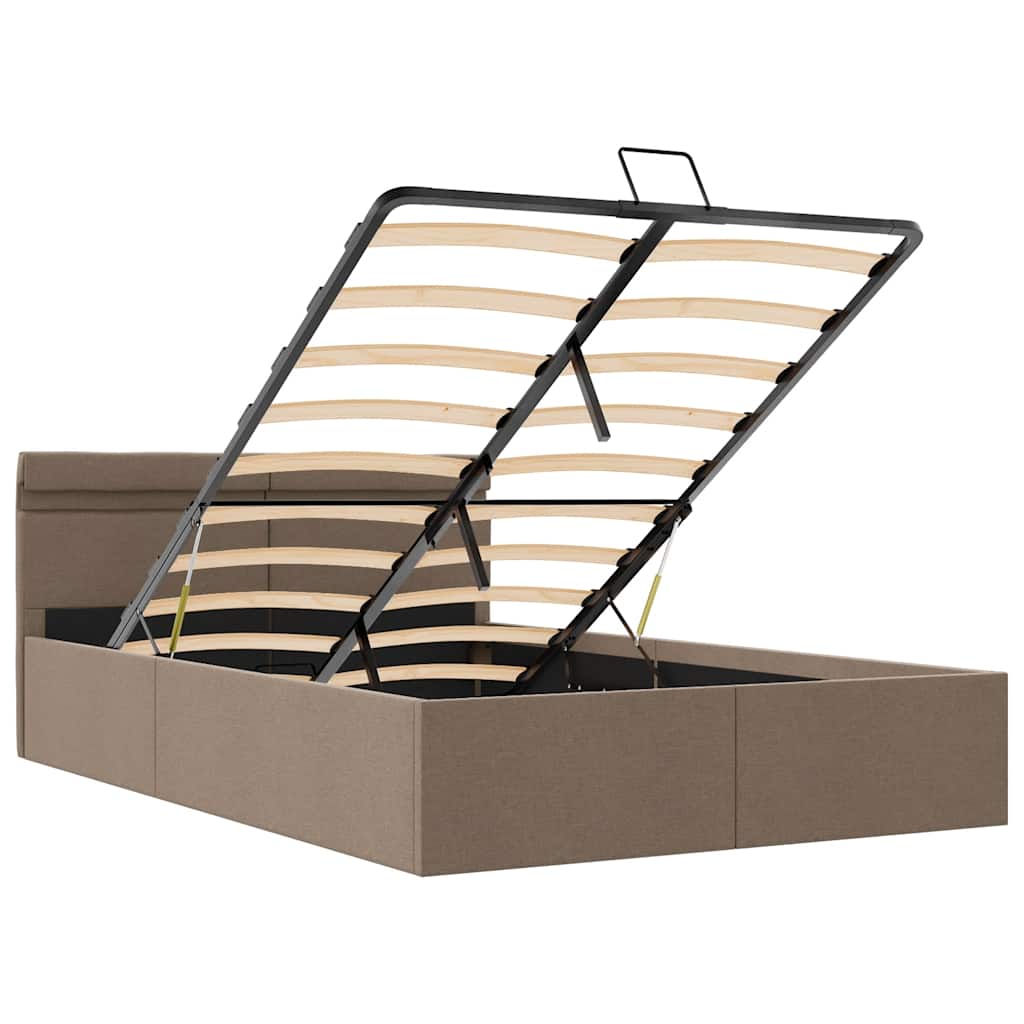 Bedframe met hydraulische opslag en LED stof taupe 140x200 cm is nu te koop bij PeponiXL, paradijselijk wonen!