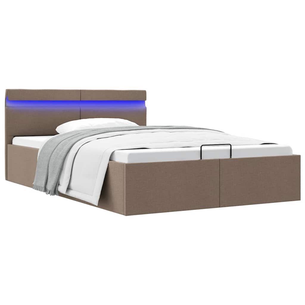 Bedframe met hydraulische opslag en LED stof taupe 140x200 cm is nu te koop bij PeponiXL, paradijselijk wonen!