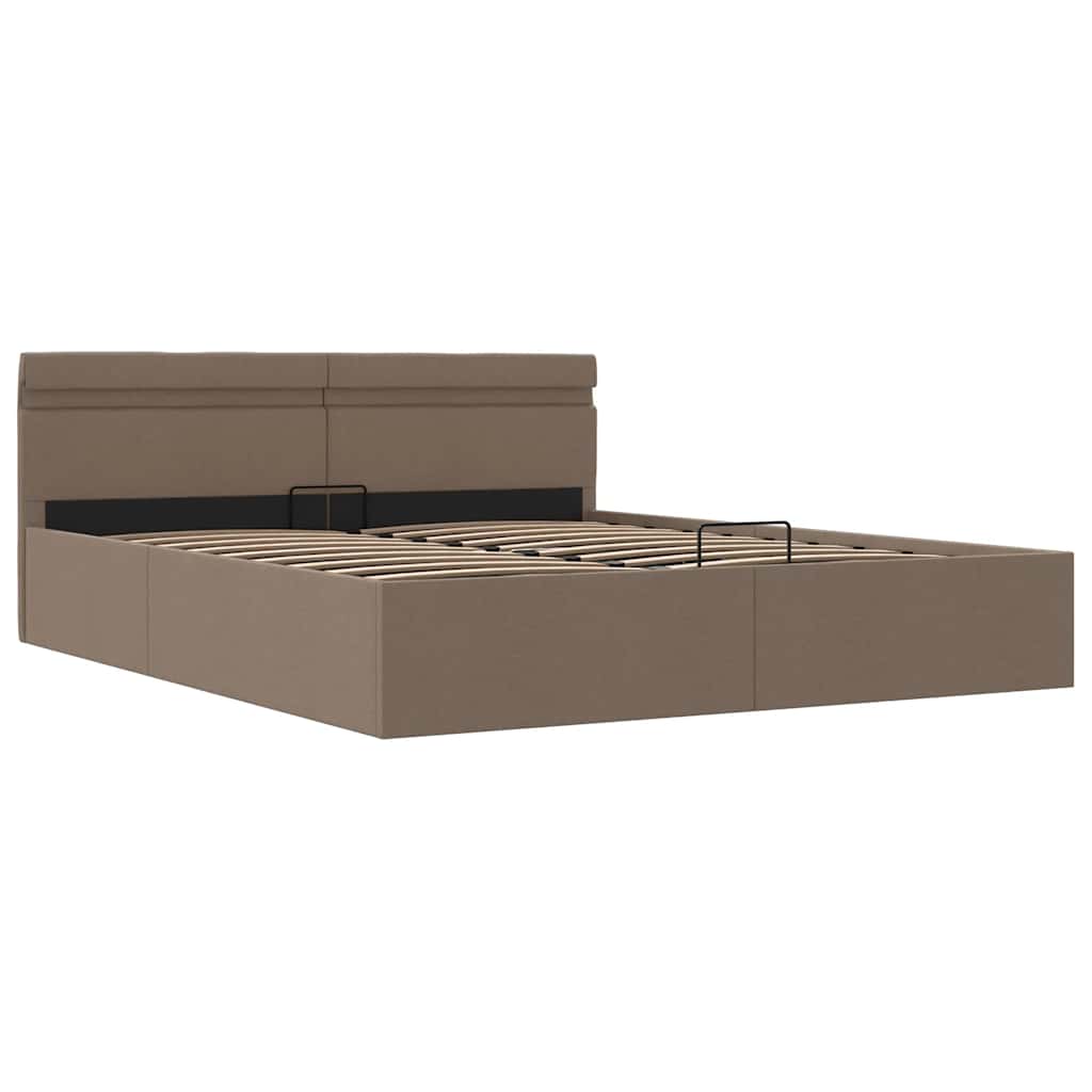 Bedframe met hydraulische opslag en LED stof taupe 160x200 cm is nu te koop bij PeponiXL, paradijselijk wonen!