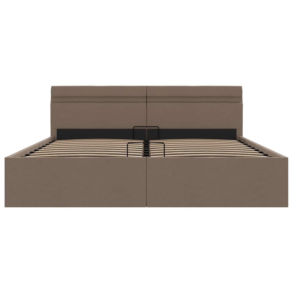 Bedframe met hydraulische opslag en LED stof taupe 160x200 cm is nu te koop bij PeponiXL, paradijselijk wonen!