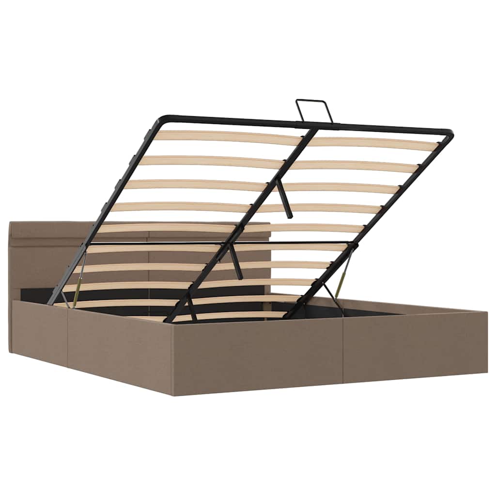 Bedframe met hydraulische opslag en LED stof taupe 160x200 cm is nu te koop bij PeponiXL, paradijselijk wonen!