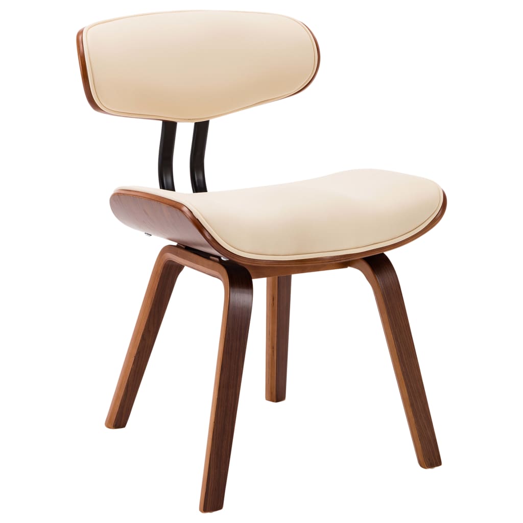 Eetkamerstoelen 4 st gebogen hout en kunstleer crèmekleurig is nu te koop bij PeponiXL, paradijselijk wonen!