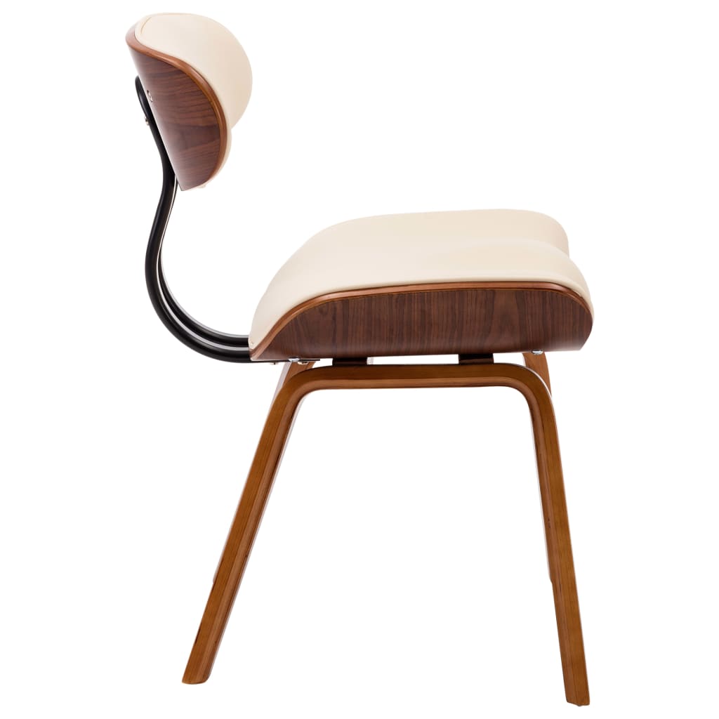 Eetkamerstoelen 4 st gebogen hout en kunstleer crèmekleurig is nu te koop bij PeponiXL, paradijselijk wonen!