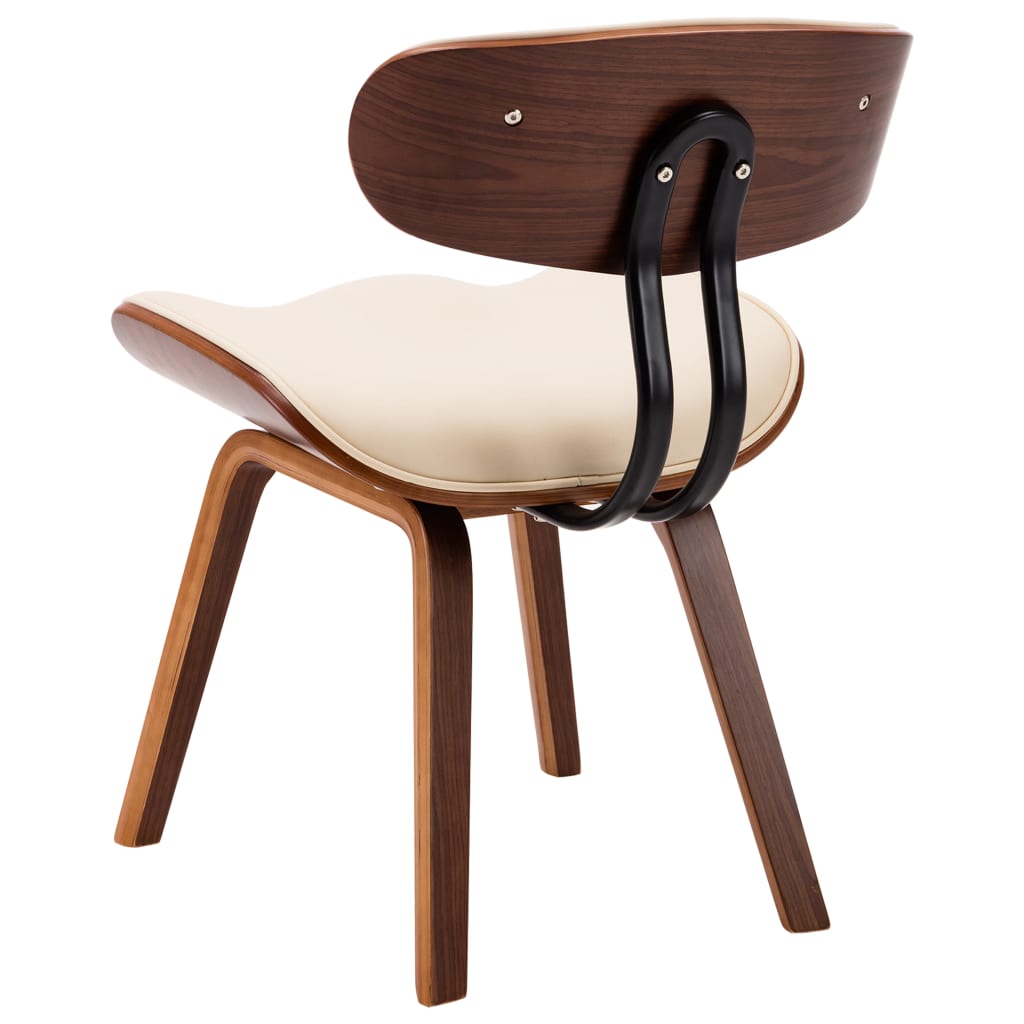 Eetkamerstoelen 4 st gebogen hout en kunstleer crèmekleurig is nu te koop bij PeponiXL, paradijselijk wonen!