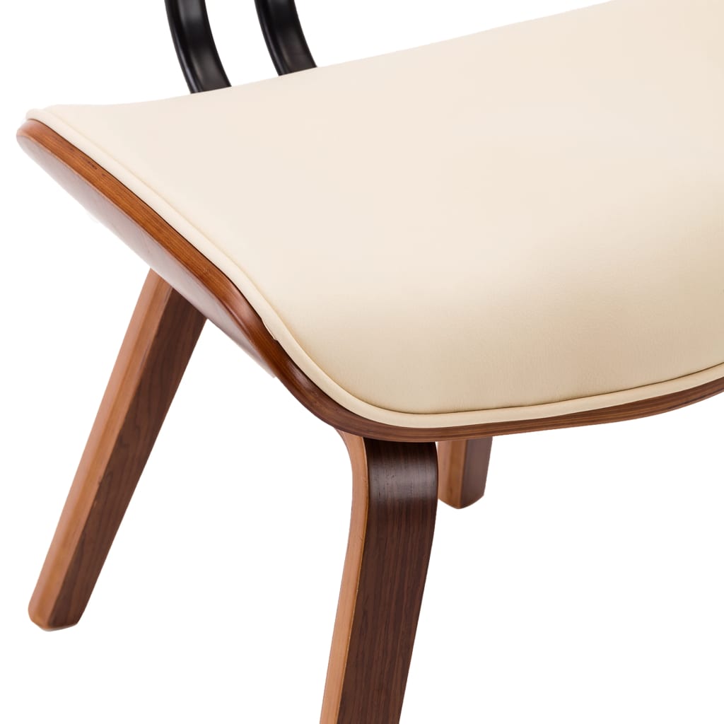Eetkamerstoelen 4 st gebogen hout en kunstleer crèmekleurig is nu te koop bij PeponiXL, paradijselijk wonen!