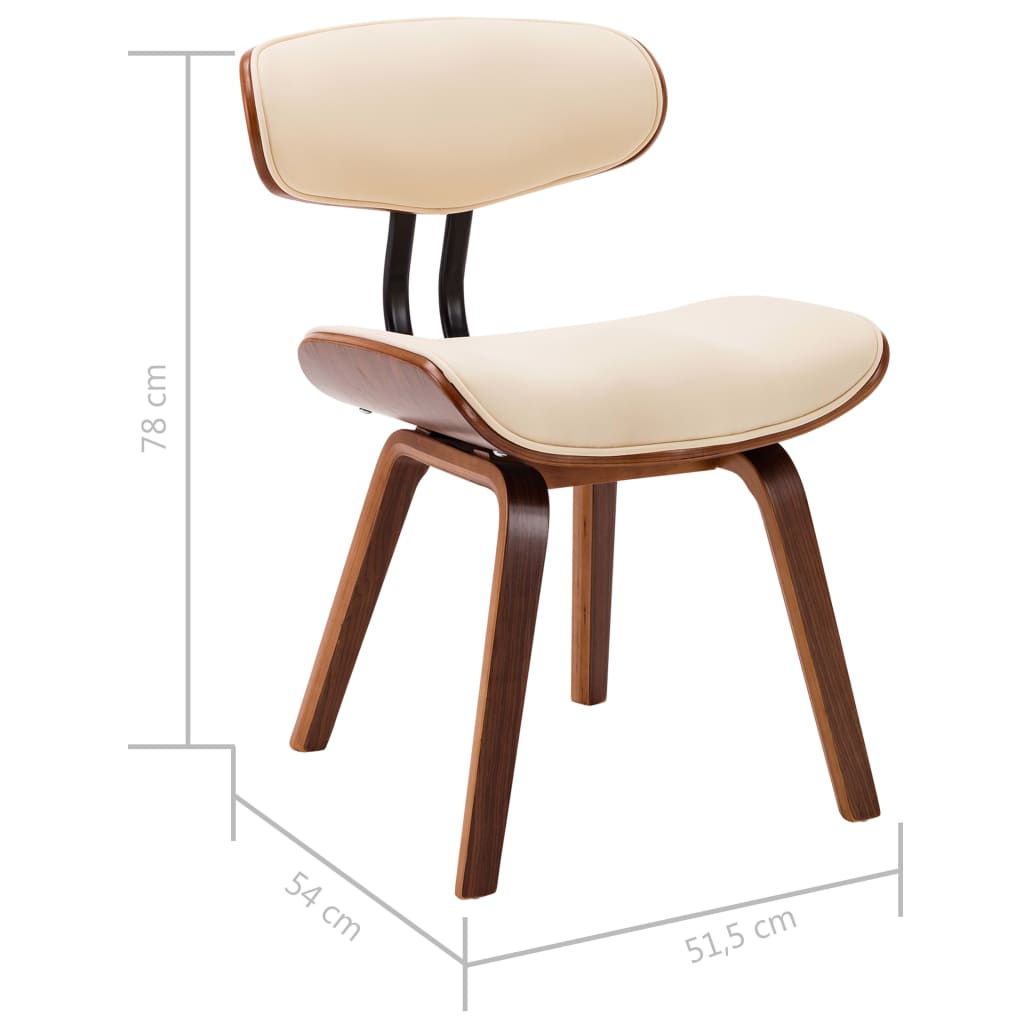 Eetkamerstoelen 4 st gebogen hout en kunstleer crèmekleurig is nu te koop bij PeponiXL, paradijselijk wonen!