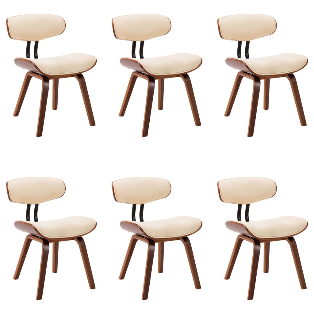 Eetkamerstoelen 6 st gebogen hout en kunstleer crème is nu te koop bij PeponiXL, paradijselijk wonen!