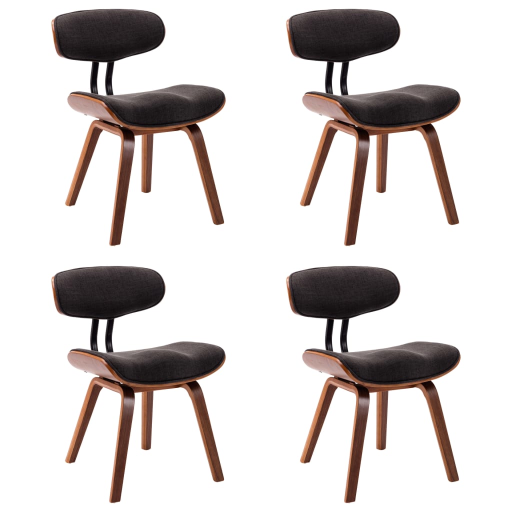 Eetkamerstoelen 4 st gebogen hout en stof grijs is nu te koop bij PeponiXL, paradijselijk wonen!