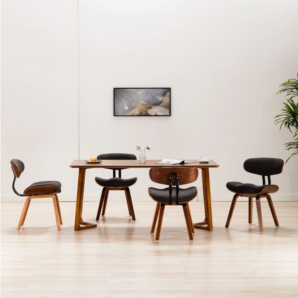 Eetkamerstoelen 4 st gebogen hout en stof grijs is nu te koop bij PeponiXL, paradijselijk wonen!