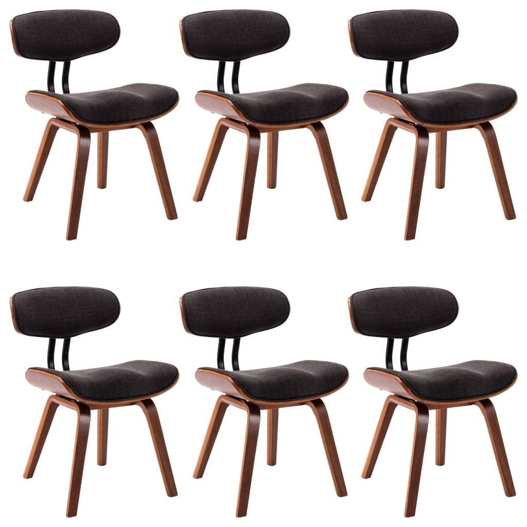 Eetkamerstoelen 6 st gebogen hout en stof grijs is nu te koop bij PeponiXL, paradijselijk wonen!