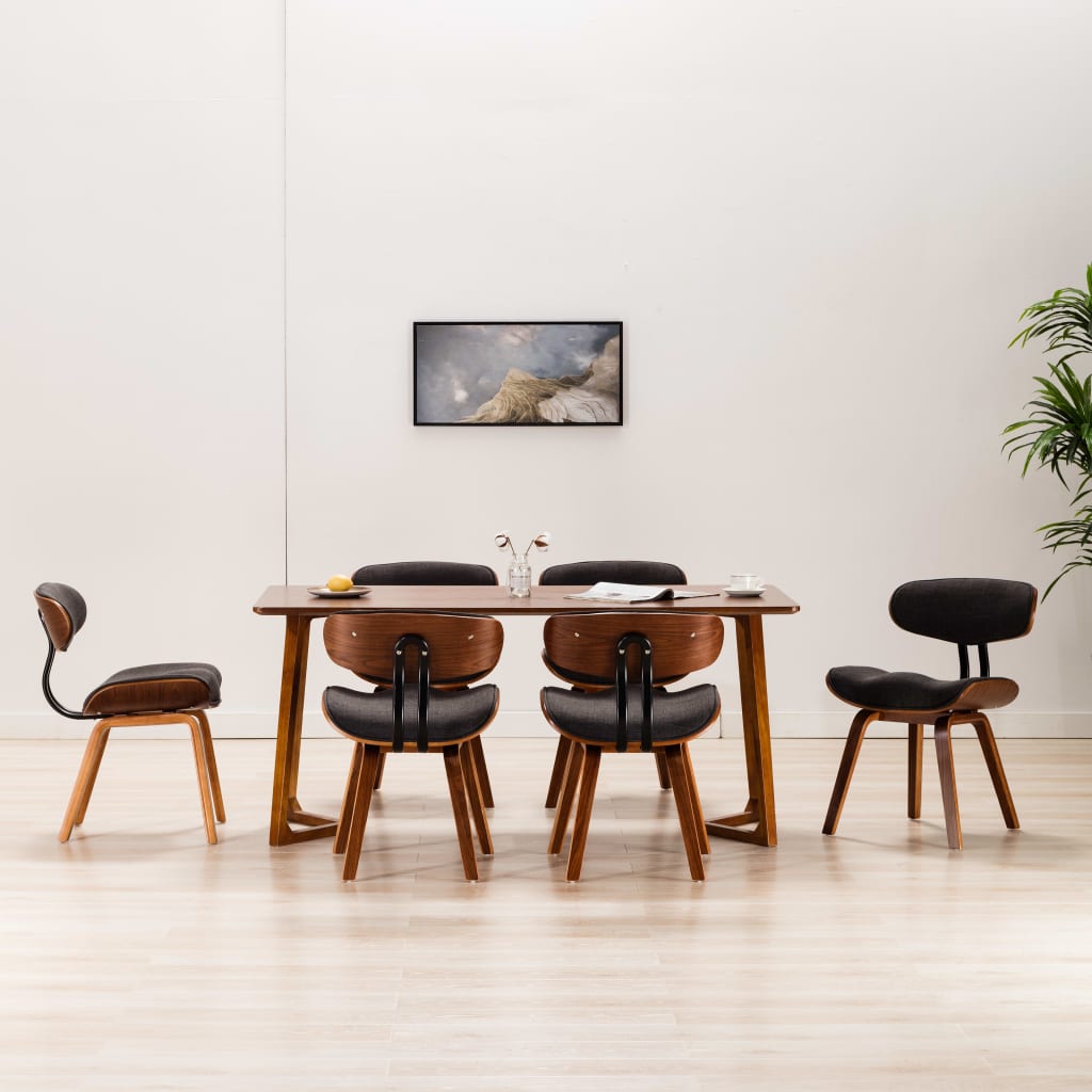 Eetkamerstoelen 6 st gebogen hout en stof grijs is nu te koop bij PeponiXL, paradijselijk wonen!