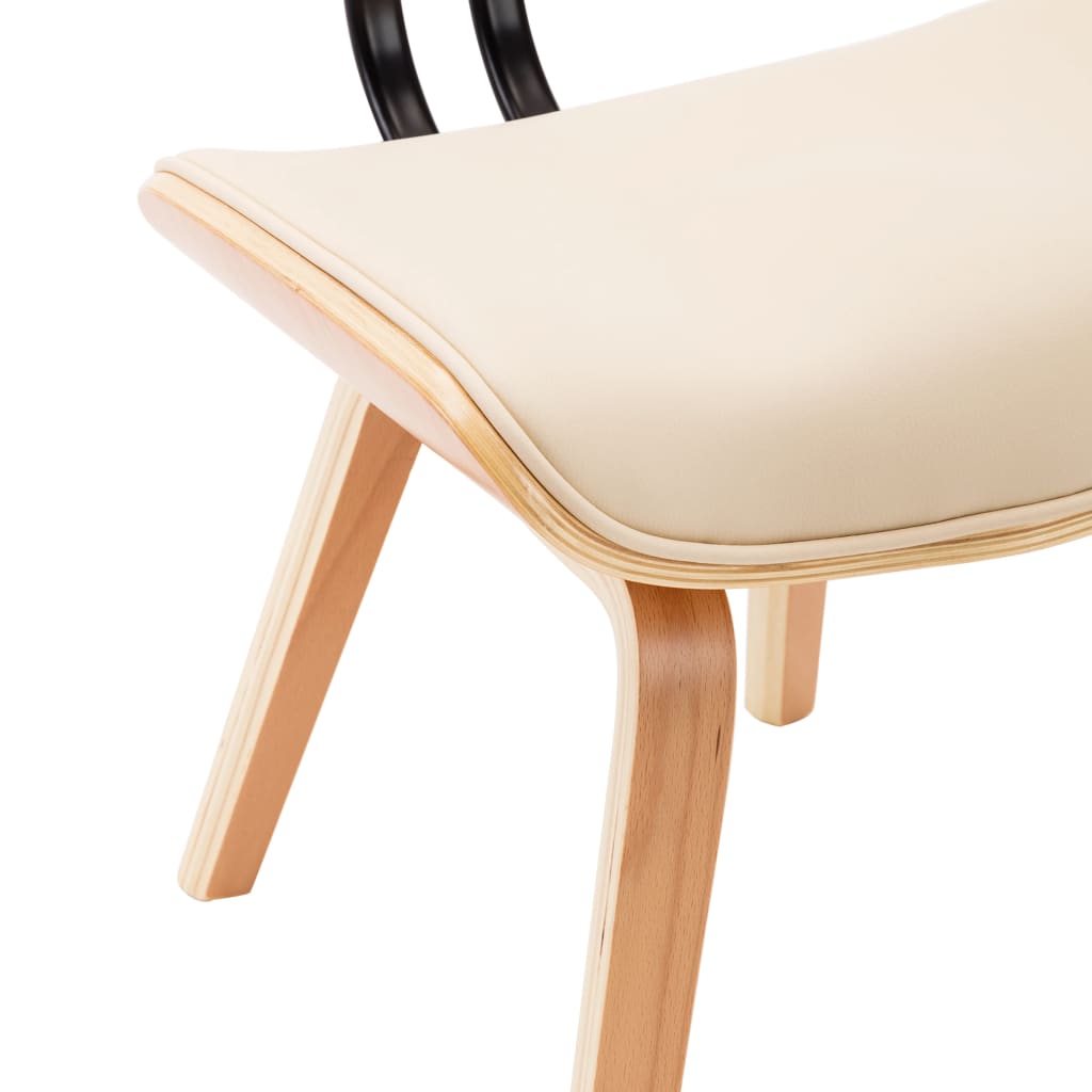 Eetkamerstoelen 4 st gebogen hout en kunstleer crèmekleurig is nu te koop bij PeponiXL, paradijselijk wonen!