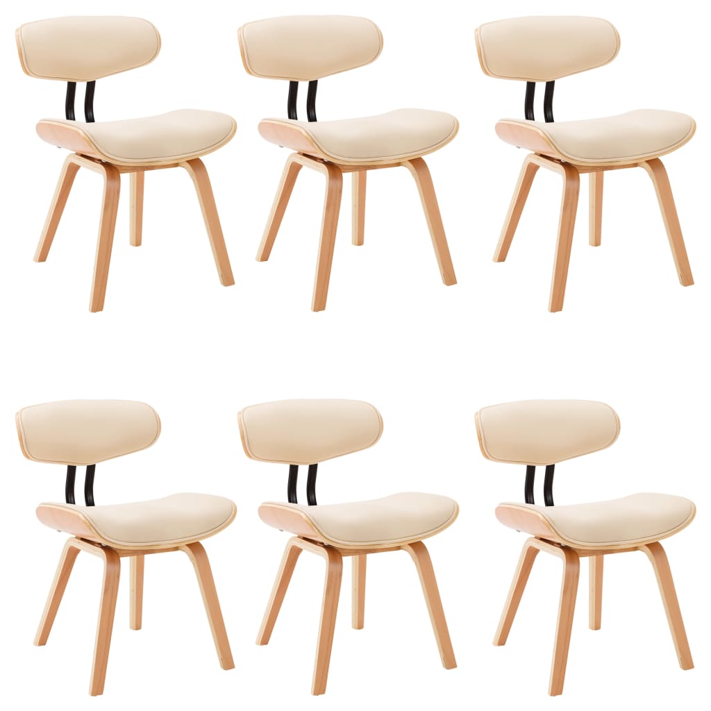 Eetkamerstoelen 6 st gebogen hout en kunstleer crème is nu te koop bij PeponiXL, paradijselijk wonen!