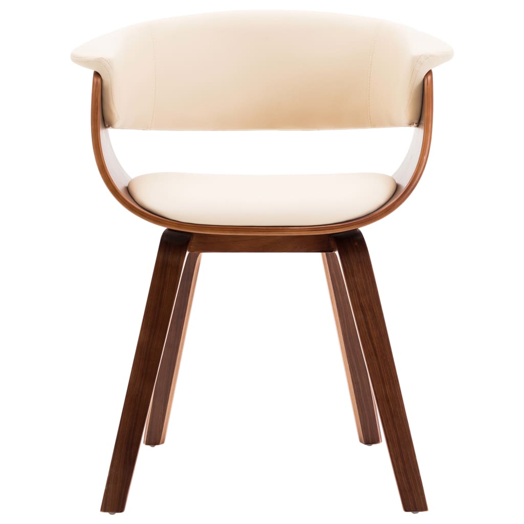 Eetkamerstoelen 2 st gebogen hout en kunstleer crèmekleurig is nu te koop bij PeponiXL, paradijselijk wonen!