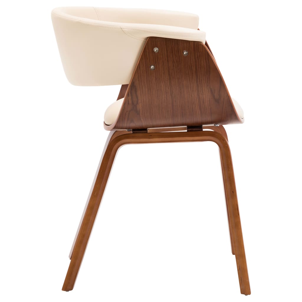 Eetkamerstoelen 2 st gebogen hout en kunstleer crèmekleurig is nu te koop bij PeponiXL, paradijselijk wonen!