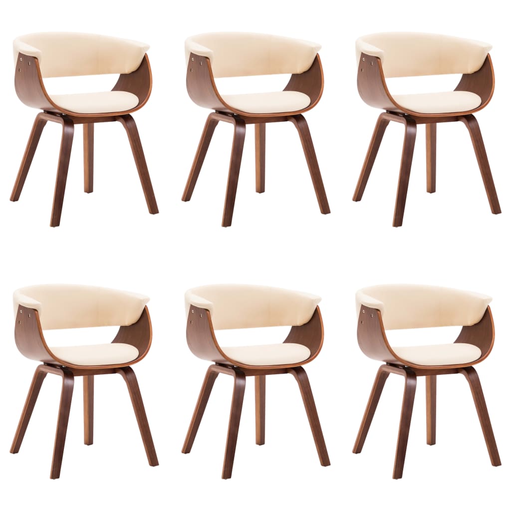 Eetkamerstoelen 6 st gebogen hout en kunstleer crème is nu te koop bij PeponiXL, paradijselijk wonen!