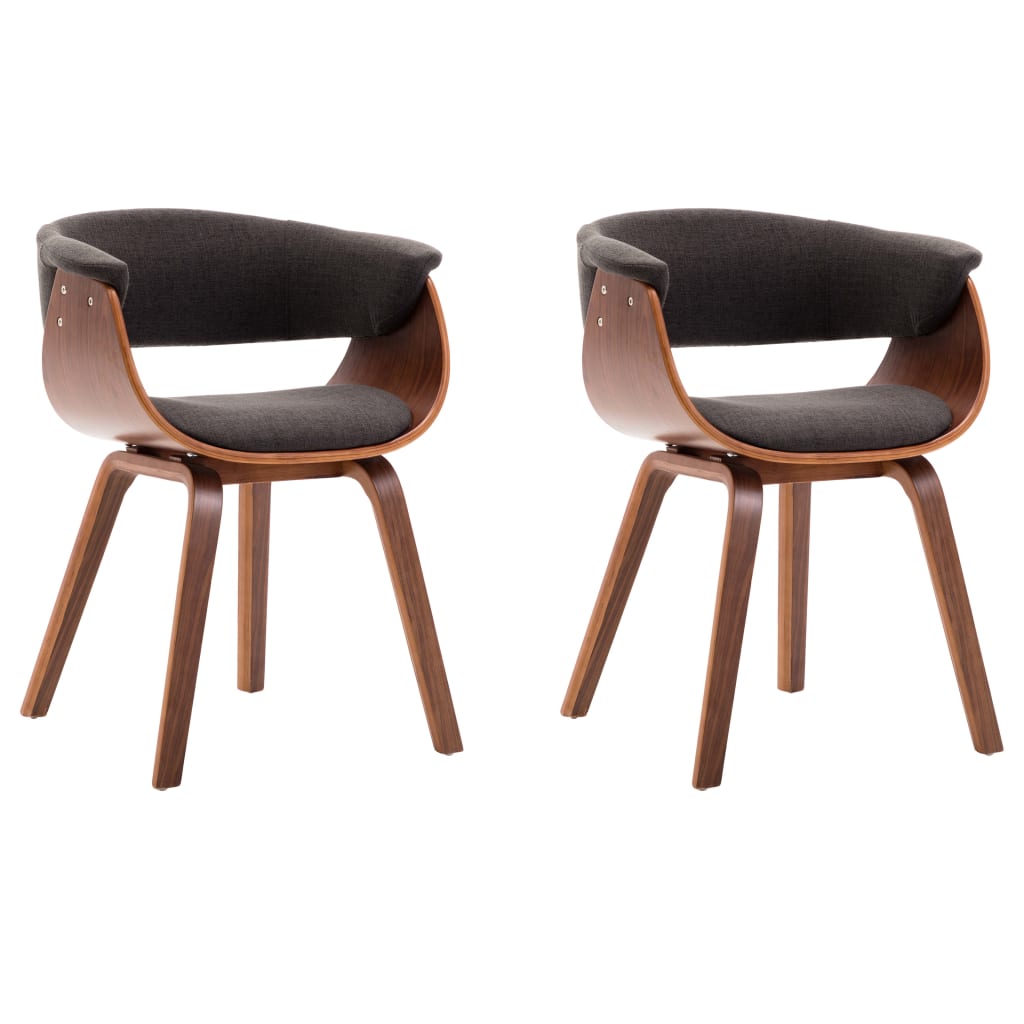 Eetkamerstoelen 2 st gebogen hout en stof grijs is nu te koop bij PeponiXL, paradijselijk wonen!