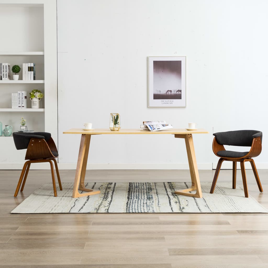 Eetkamerstoelen 2 st gebogen hout en stof grijs is nu te koop bij PeponiXL, paradijselijk wonen!