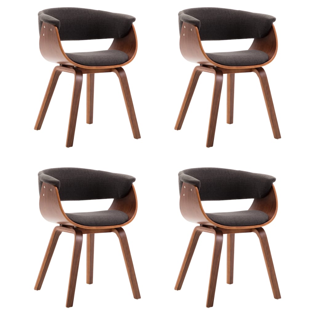 Eetkamerstoelen 4 st gebogen hout en stof grijs is nu te koop bij PeponiXL, paradijselijk wonen!