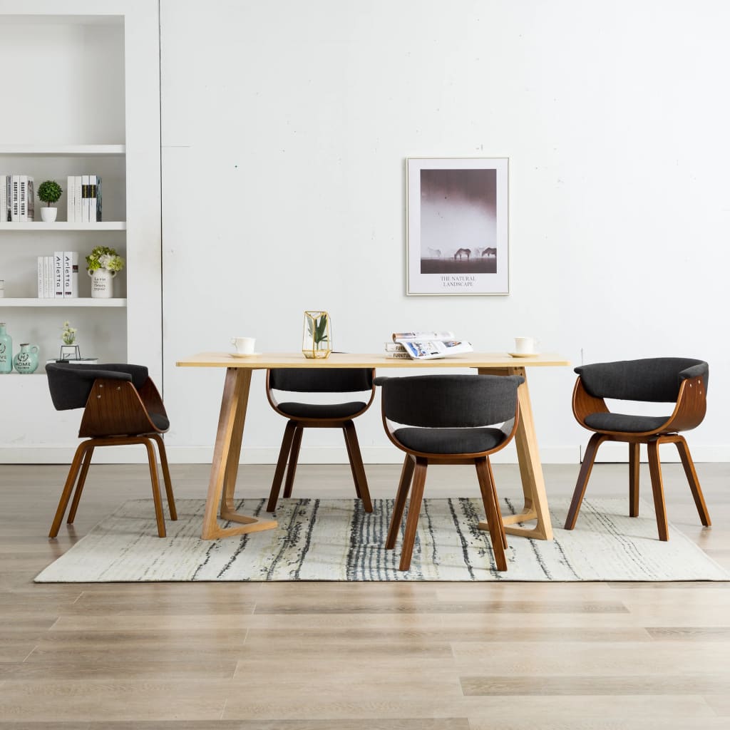 Eetkamerstoelen 4 st gebogen hout en stof grijs is nu te koop bij PeponiXL, paradijselijk wonen!