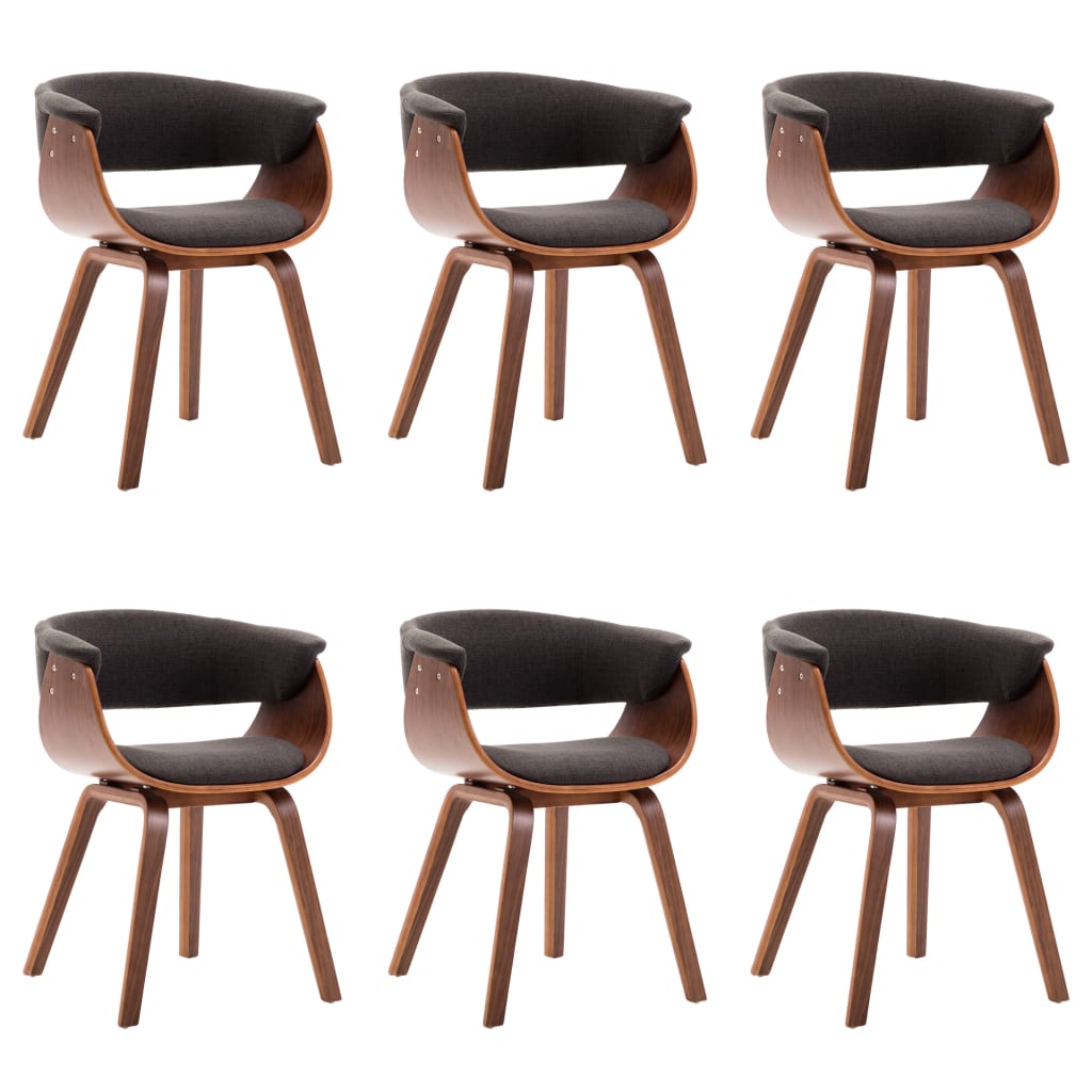 Eetkamerstoelen 6 st gebogen hout en stof grijs is nu te koop bij PeponiXL, paradijselijk wonen!