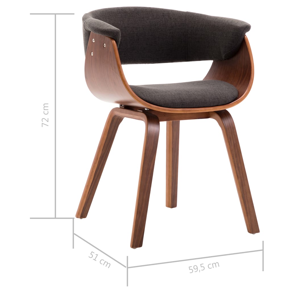 Eetkamerstoelen 6 st gebogen hout en stof grijs is nu te koop bij PeponiXL, paradijselijk wonen!