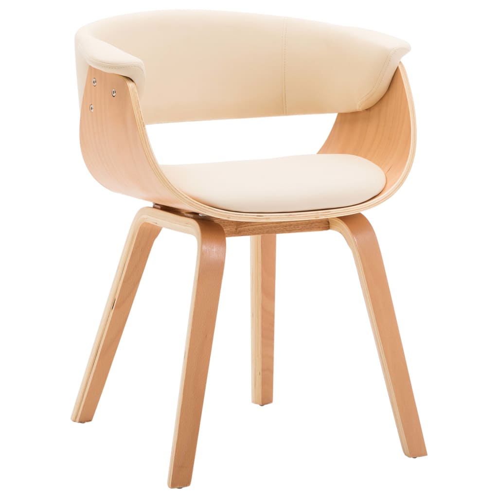 Eetkamerstoelen 2 st gebogen hout en kunstleer crèmekleurig is nu te koop bij PeponiXL, paradijselijk wonen!
