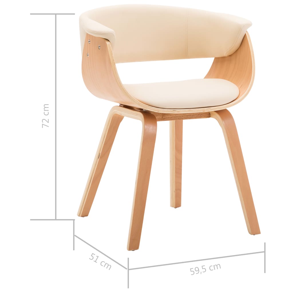 Eetkamerstoelen 2 st gebogen hout en kunstleer crèmekleurig is nu te koop bij PeponiXL, paradijselijk wonen!
