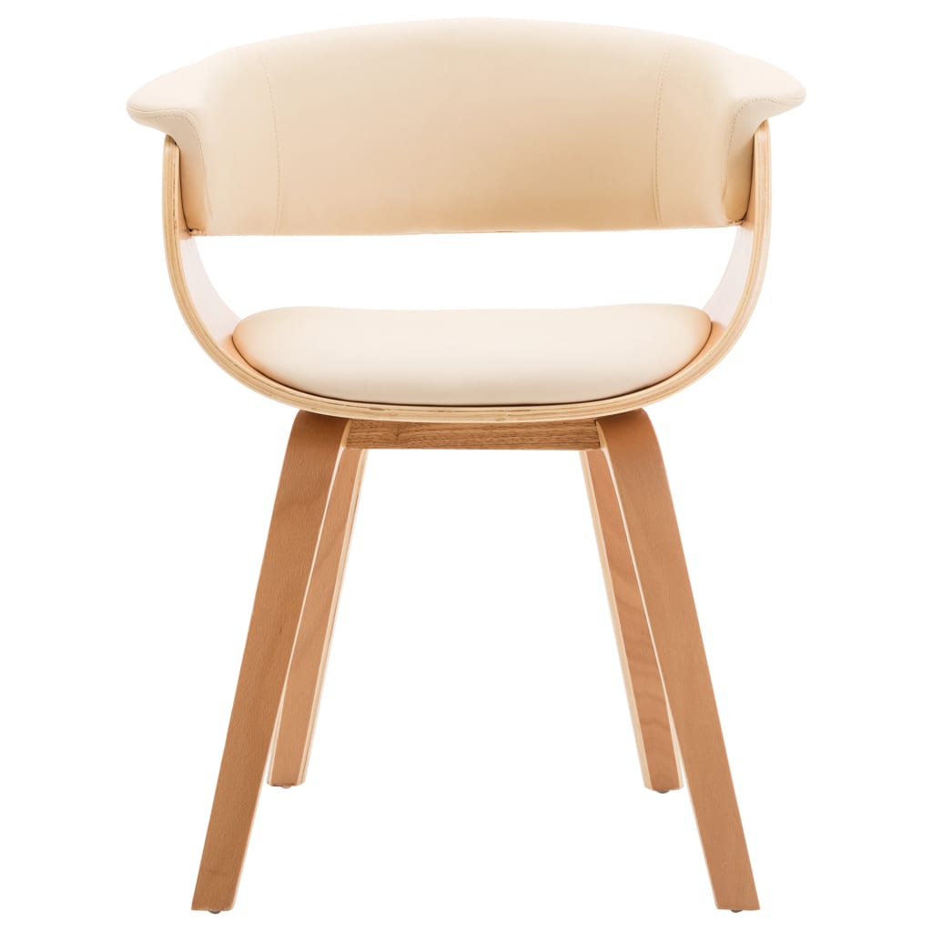 Eetkamerstoelen 4 st gebogen hout en kunstleer crèmekleurig is nu te koop bij PeponiXL, paradijselijk wonen!