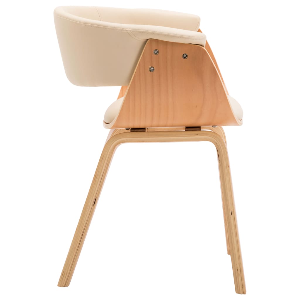 Eetkamerstoelen 4 st gebogen hout en kunstleer crèmekleurig is nu te koop bij PeponiXL, paradijselijk wonen!