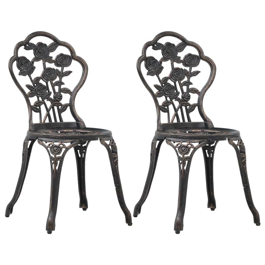 Bistrostoelen 2 st gietaluminium bronskleurig is nu te koop bij PeponiXL, paradijselijk wonen!