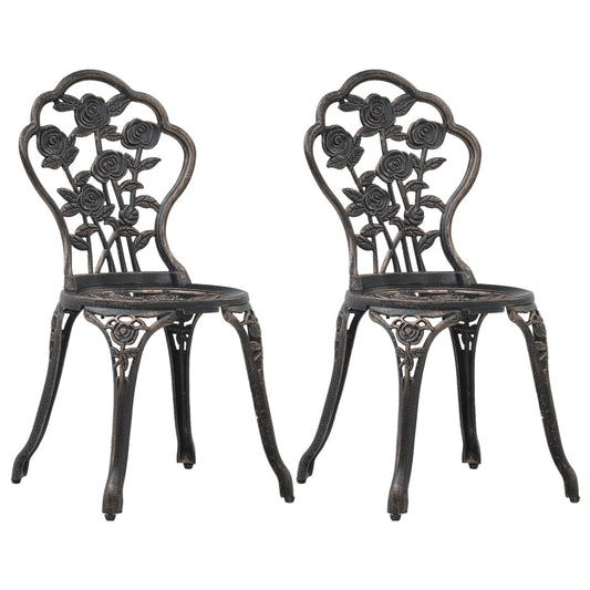 Bistrostoelen 2 st gietaluminium bronskleurig is nu te koop bij PeponiXL, paradijselijk wonen!