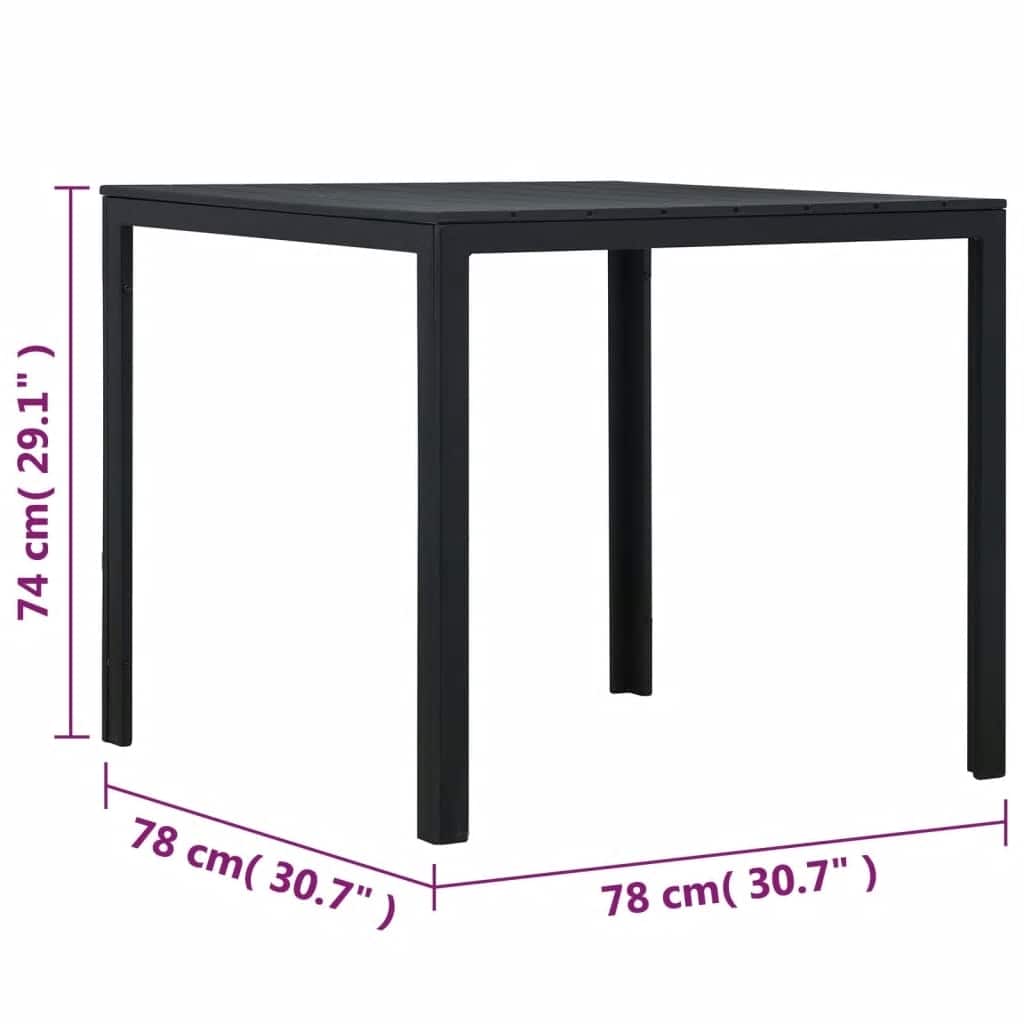 Salontafel hout-look 78x78x74 cm HDPE zwart