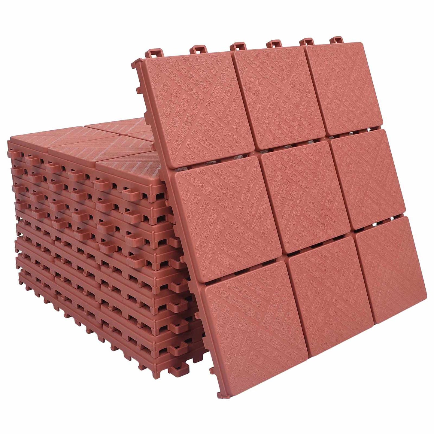 Terras Tegel 10 pcs Rood 30,5 x 30,5 x 2,2 cm Polypropyleen is nu te koop bij PeponiXL, paradijselijk wonen!