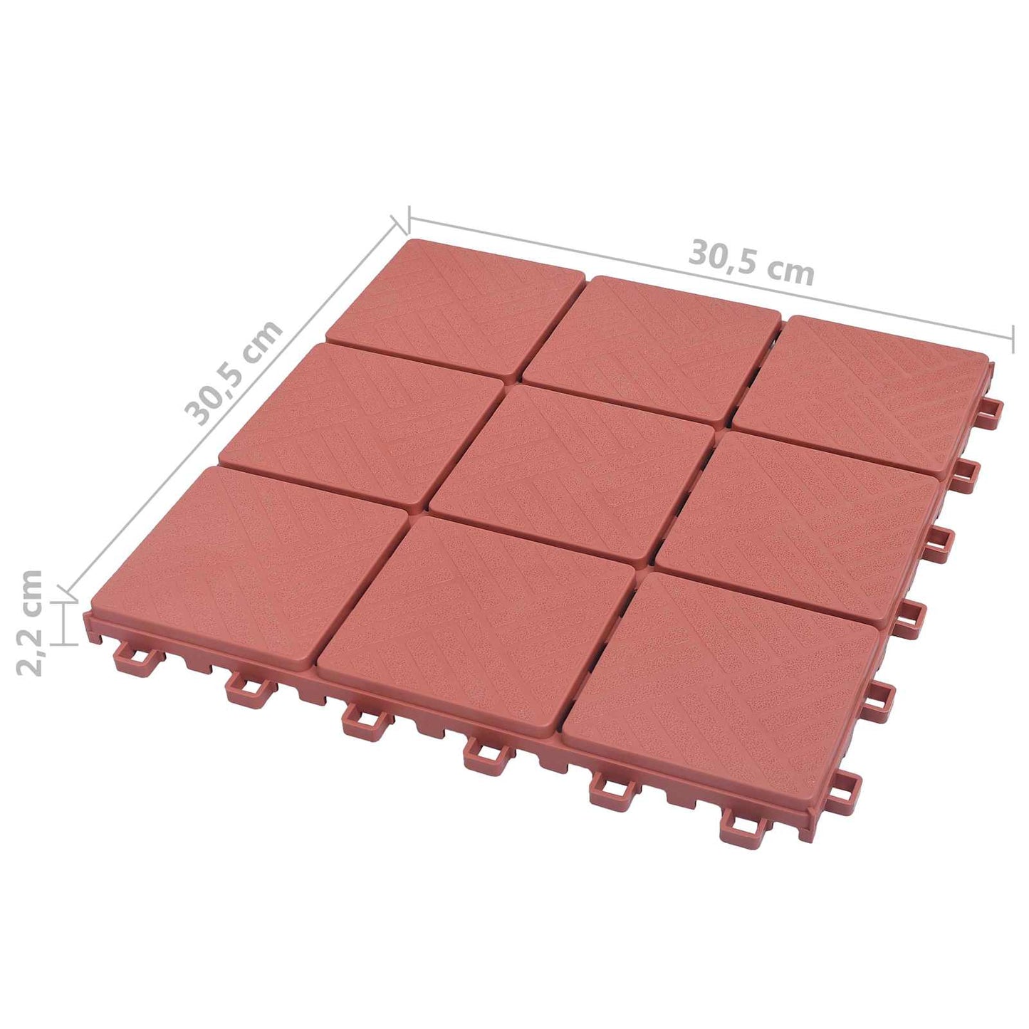 Terras Tegel 10 pcs Rood 30,5 x 30,5 x 2,2 cm Polypropyleen is nu te koop bij PeponiXL, paradijselijk wonen!