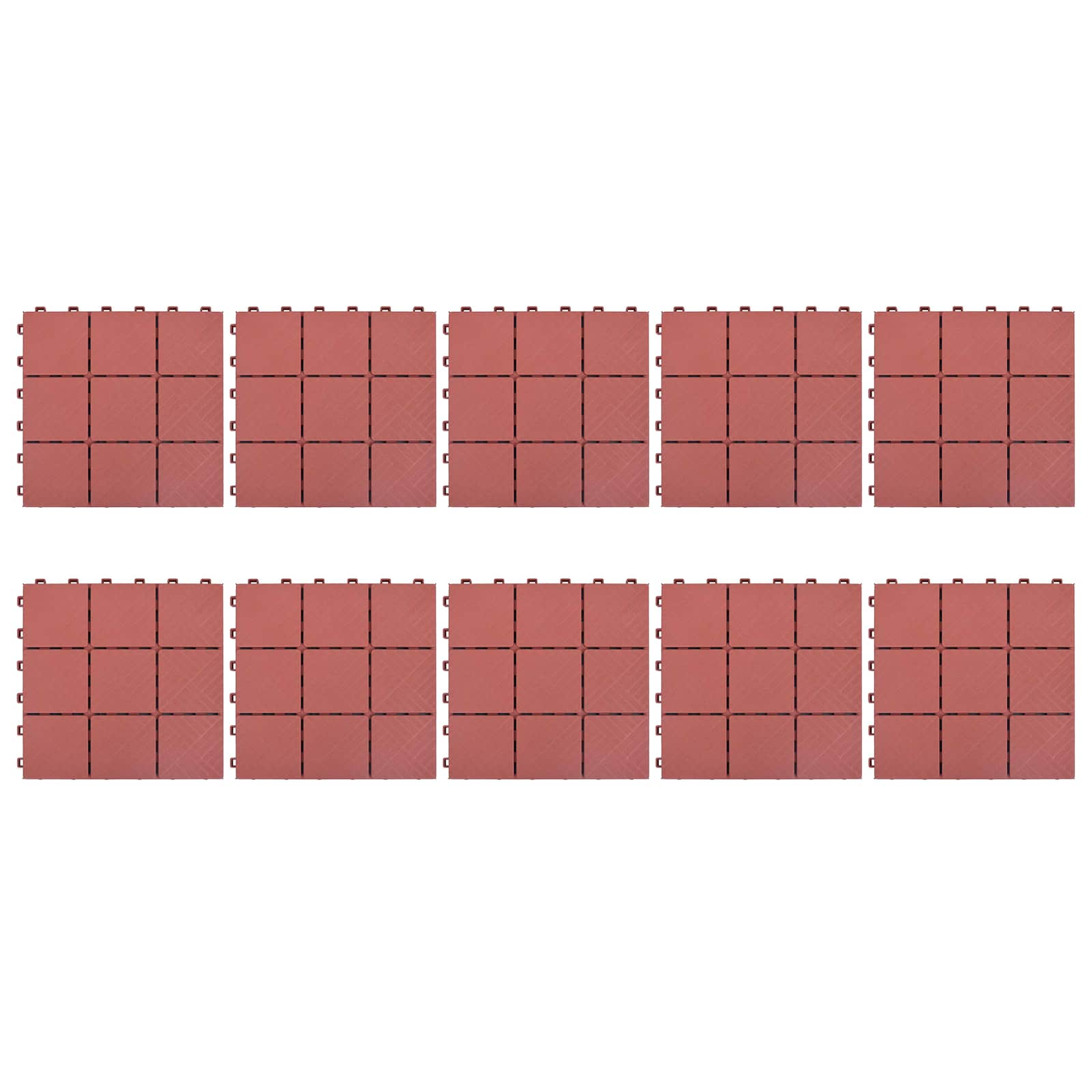 Terras Tegel 10 pcs Rood 30,5 x 30,5 x 2,2 cm Polypropyleen is nu te koop bij PeponiXL, paradijselijk wonen!