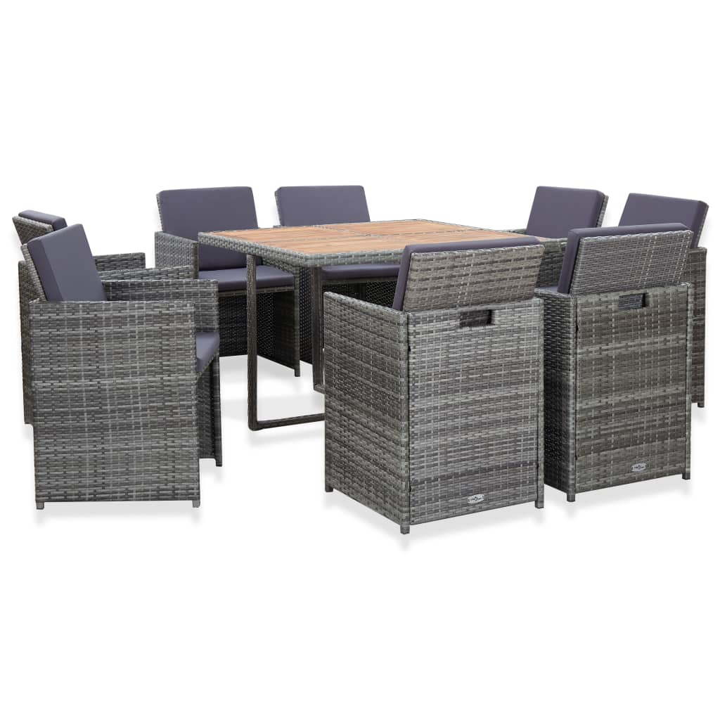 9-delige Tuinset met kussens poly rattan antraciet is nu te koop bij PeponiXL, paradijselijk wonen!