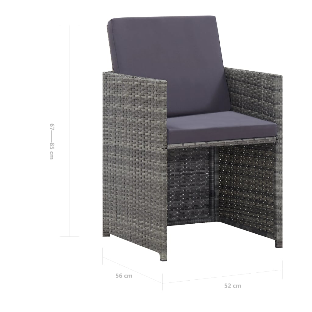 9-delige Tuinset met kussens poly rattan antraciet is nu te koop bij PeponiXL, paradijselijk wonen!