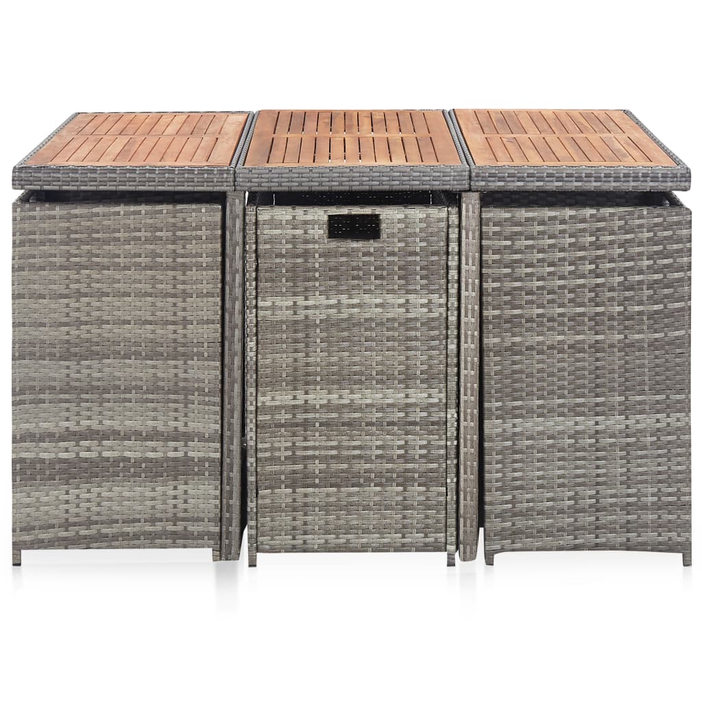 11-delige Tuinset met kussens poly rattan grijs is nu te koop bij PeponiXL, paradijselijk wonen!