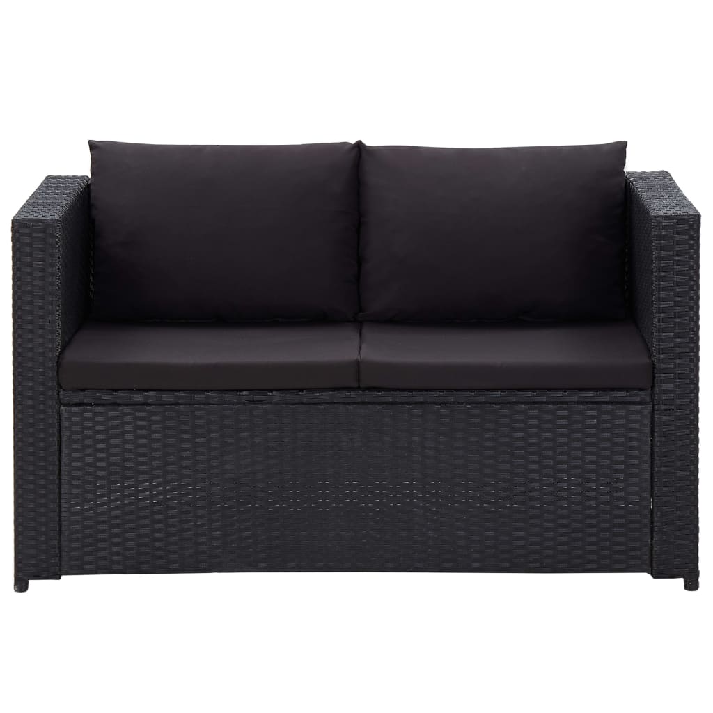 3-delige Loungeset met kussens poly rattan zwart is nu te koop bij PeponiXL, paradijselijk wonen!