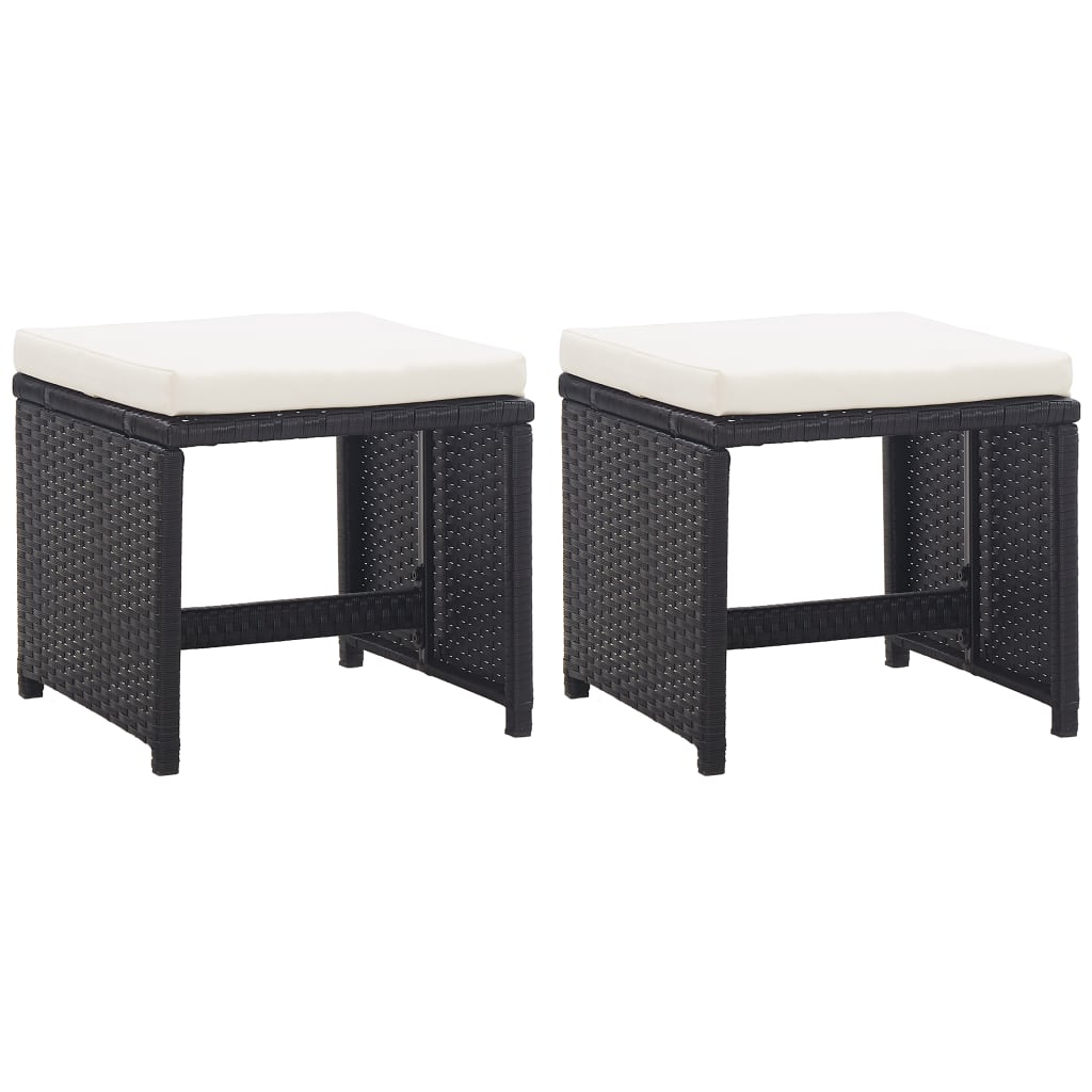 Tuinkrukken 2 st met kussens poly rattan zwart is nu te koop bij PeponiXL, paradijselijk wonen!
