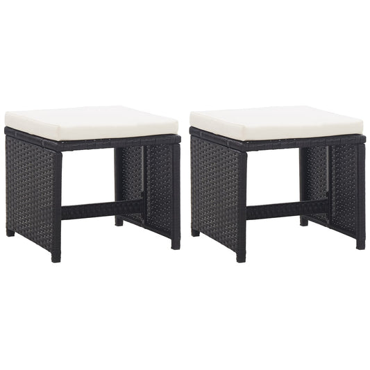Tuinkrukken 2 st met kussens poly rattan zwart is nu te koop bij PeponiXL, paradijselijk wonen!