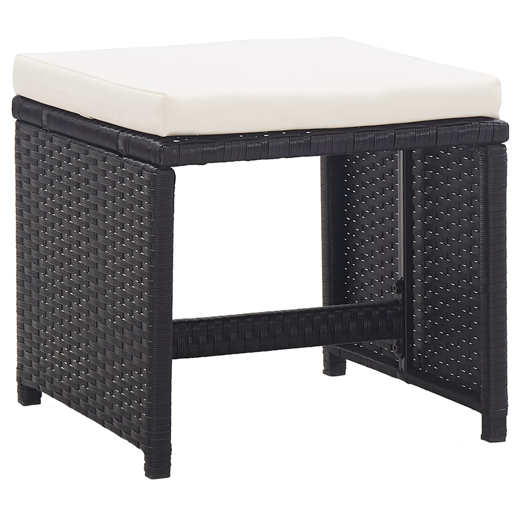 Tuinkrukken 2 st met kussens poly rattan zwart is nu te koop bij PeponiXL, paradijselijk wonen!